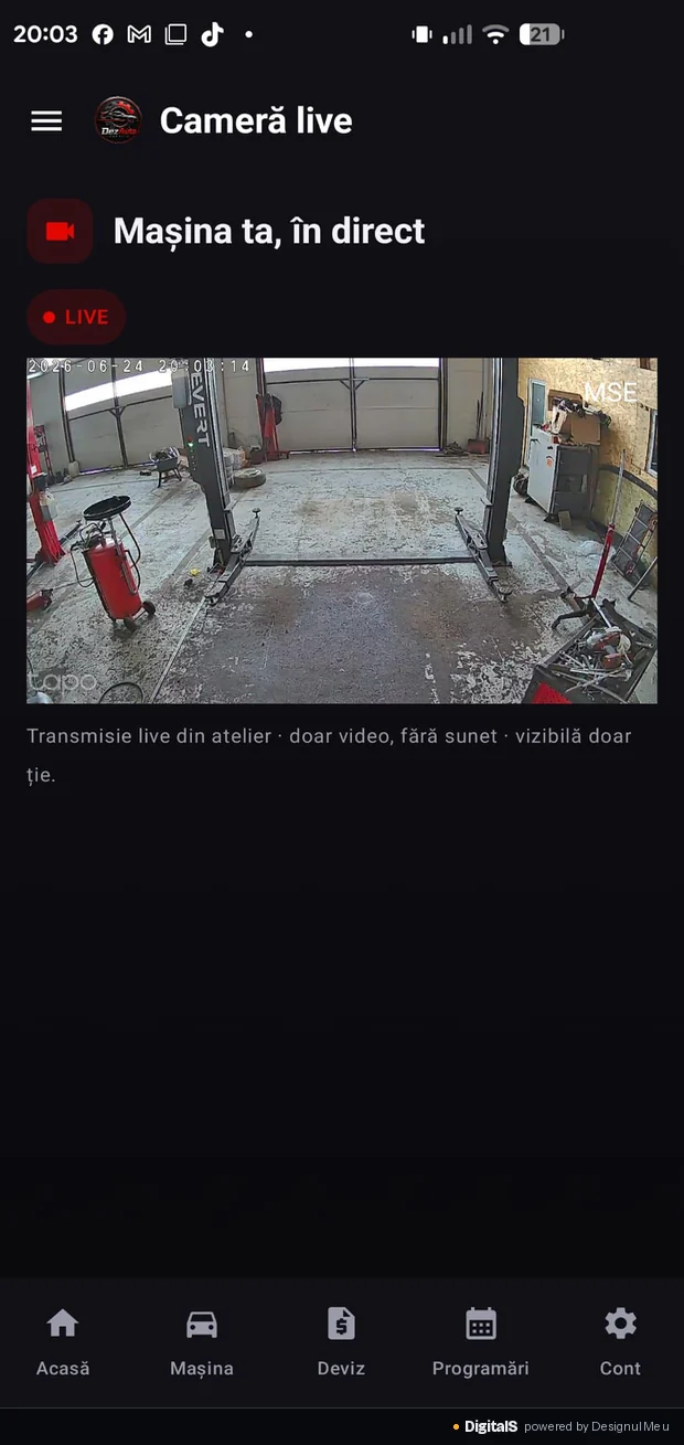 „Mașina ta, în direct” — pornit de client, nu lăsat deschis.