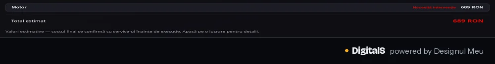 Devizul estimativ, cu total și mențiunea că e estimare.
