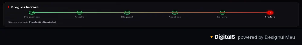 Progresul lucrării, actualizat din panoul service-ului.
